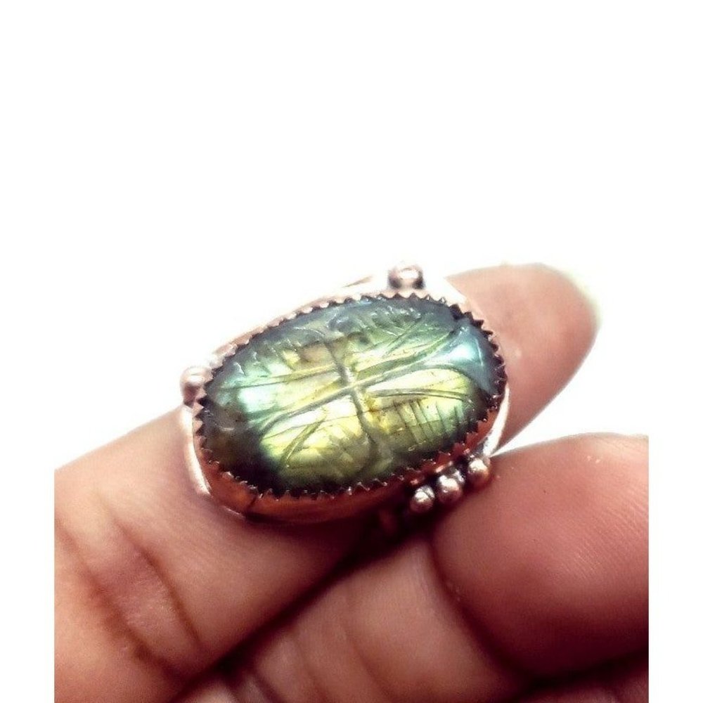 Labradorite butterfly rainbow crystal copper Ring handmade size 6 metalwork - Picture 5 of 12